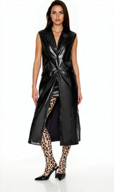 Notched Faux Leather Longline Vest | Forever 21 Womens