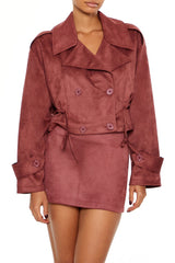 Faux Suede Cropped Trench Coat | Forever 21 Womens
