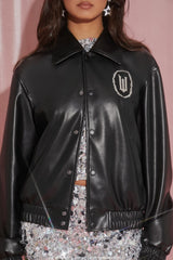 Wicked Rhinestone Faux Leather Jacket | Forever 21 Womens