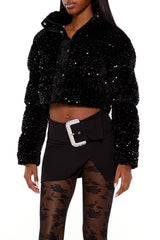 Sequin Faux Fur Puffer Jacket | Forever 21 Womens