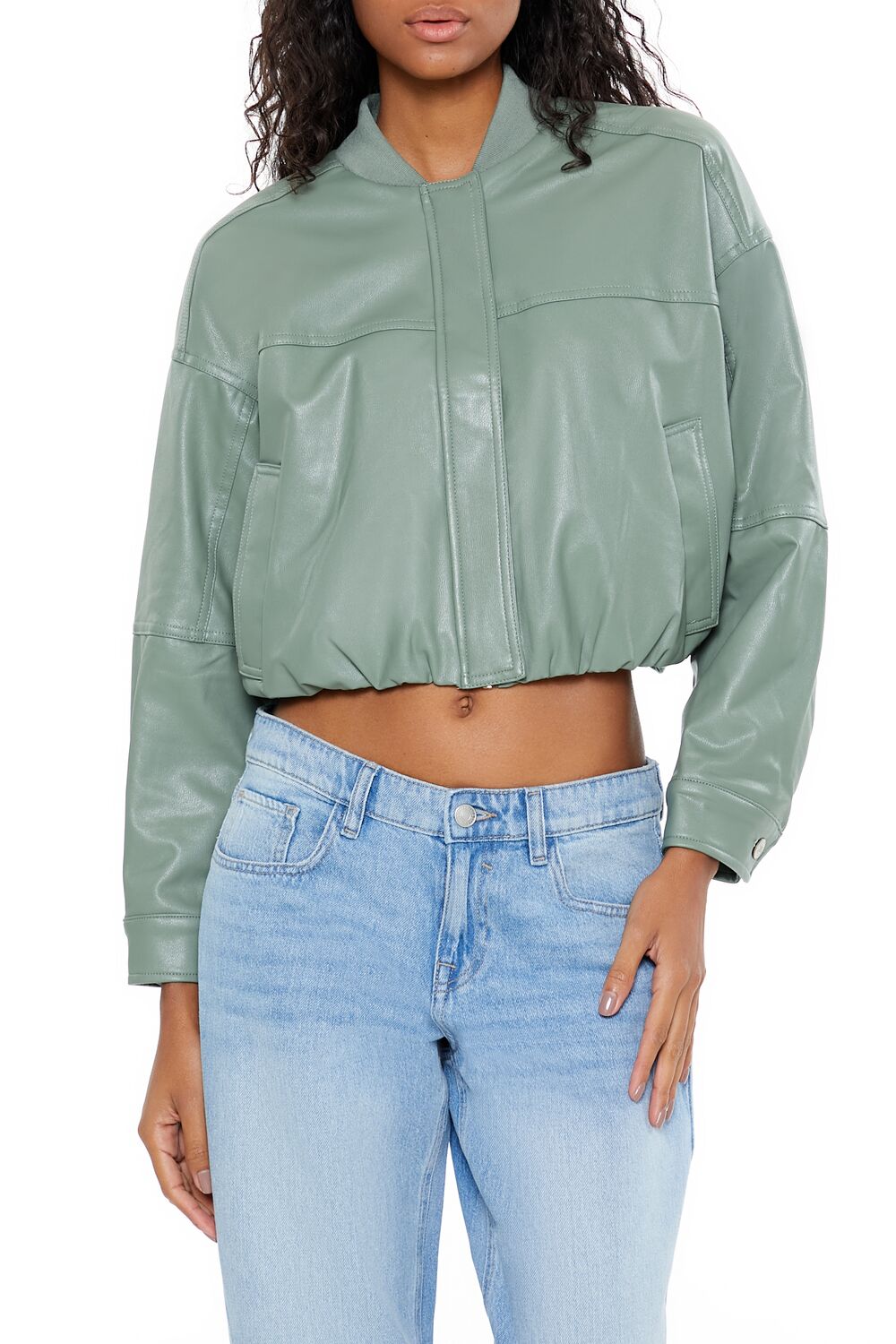Faux Leather Cropped Bomber Jacker | Forever 21 Womens