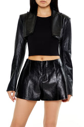 Faux Leather Cropped Blazer | Forever 21 Womens