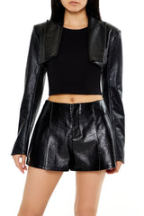 Faux Leather Cropped Blazer | Forever 21 Womens
