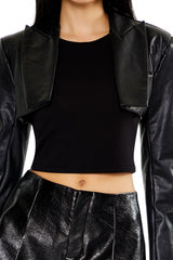 Faux Leather Cropped Blazer | Forever 21 Womens