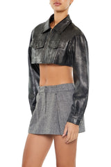 Cropped Metallic Moto Jacket | Forever 21 Womens