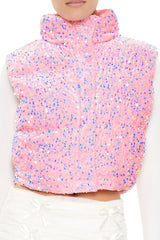 Iridescent Sequin Faux Fur Vest | Forever 21 Womens