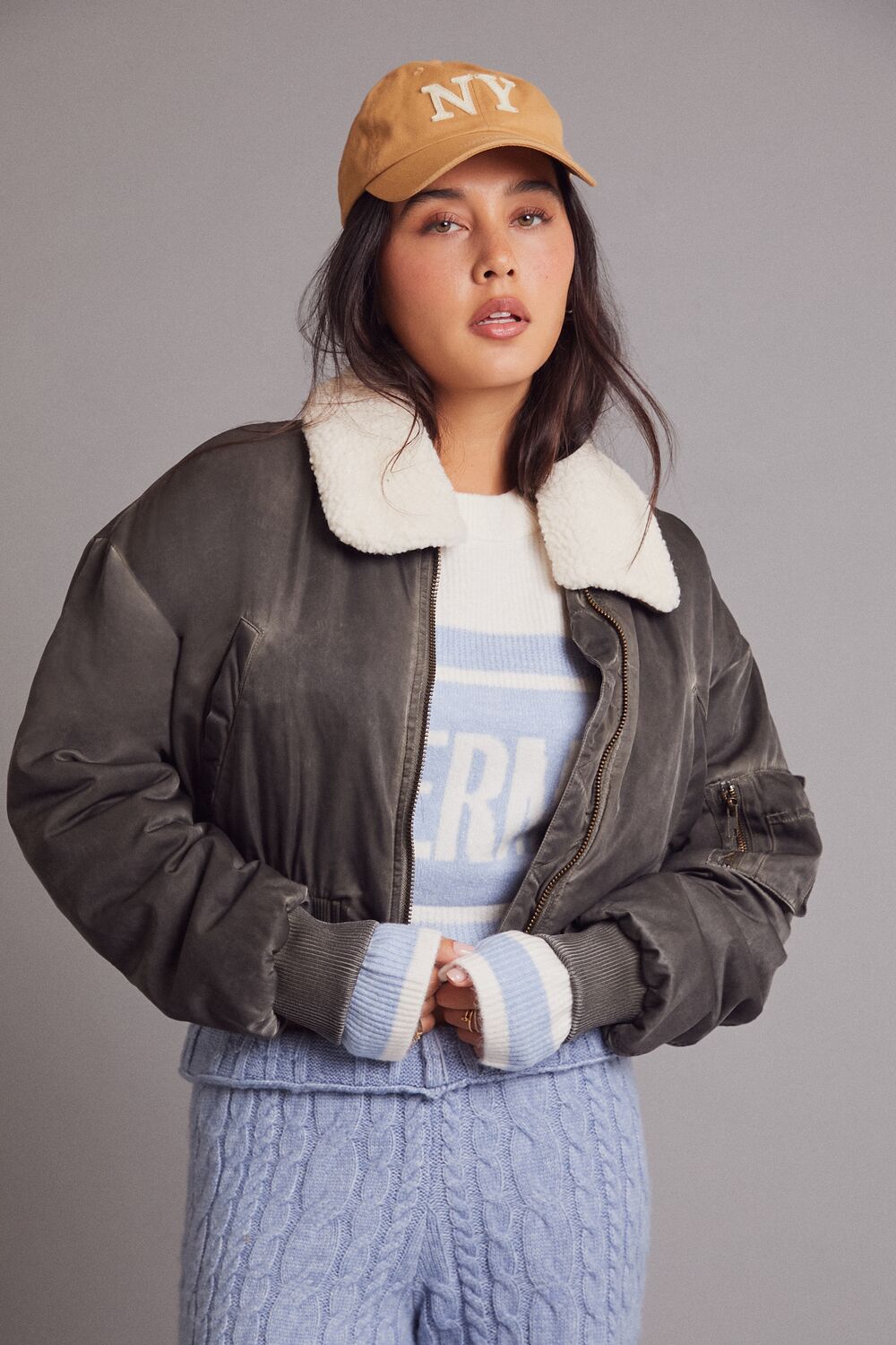 Oil Wash Cropped Bomber Jacket | Forever 21 Womens