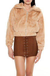 Plush Cropped Bomber Jacket | Forever 21 Womens