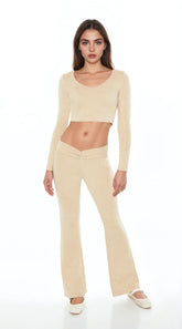 Mid-Rise V-Cut Flare Pants | Forever 21 Womens