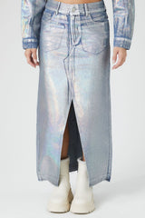 Iridescent Denim A-Line Maxi Skirt | Forever 21 Womens