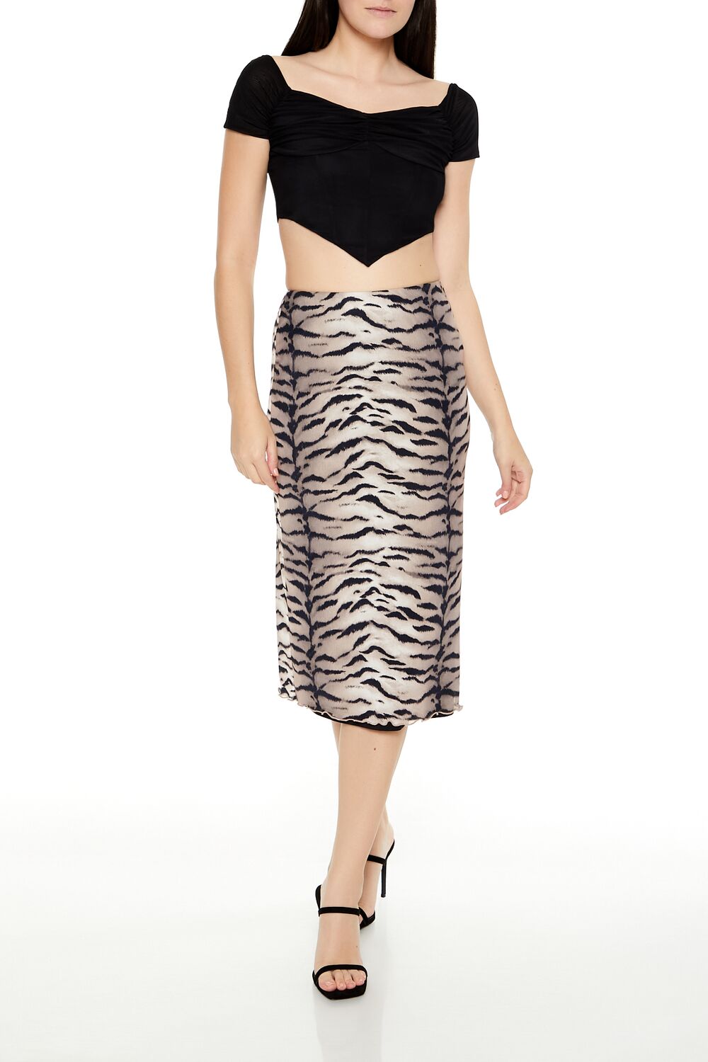 Mesh Tiger Print Midi Skirt | Forever 21 Womens