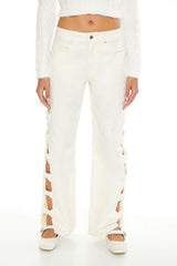 Bow Velvet Cutout Pants | Forever 21 Womens