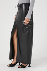 Faux Leather Toggle Drawstring Midi Skirt | Forever 21 Womens