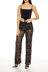 Glitter High-Rise Straight Pants | Forever 21 Womens