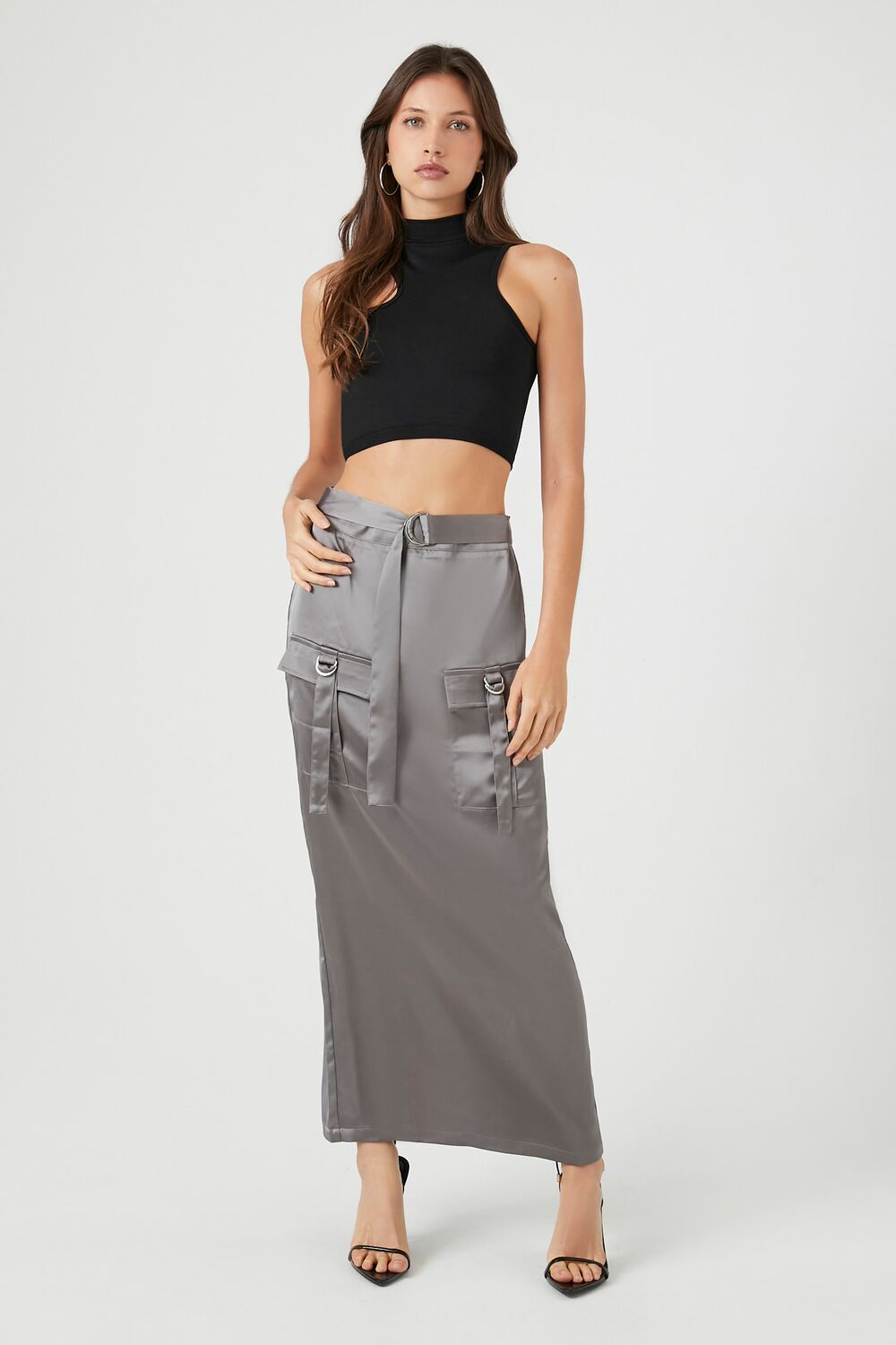 Satin Cargo Maxi Skirt | Forever 21 Womens