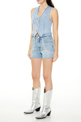 Rhinestone Chain-Trim Denim Shorts | Forever 21 Womens