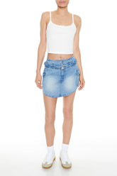 Denim Curved-Hem Cargo Mini Skirt | Forever 21 Womens