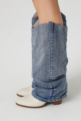 Denim & Faux Leather Boots | Forever 21 Womens