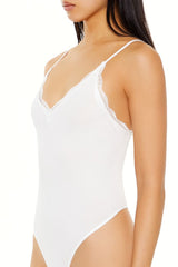 Seamless Lace-Trim Thong Bodysuit | Forever 21 Womens