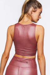 Faux Leather Longline Sports Bra | Forever 21 Womens