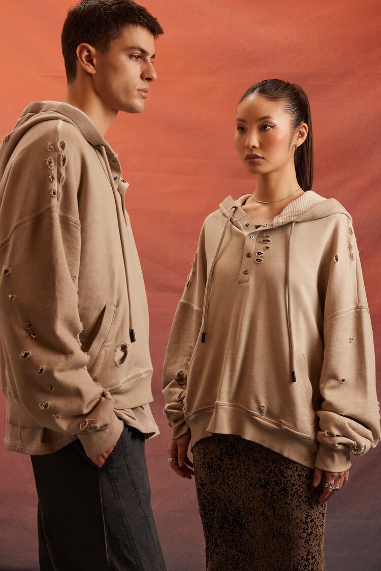 Unisex Rebel Moon Distressed Hoodie | Forever 21 Mens