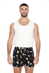Short Inseam Drink Print Swim Trunks | Forever 21 Mens
