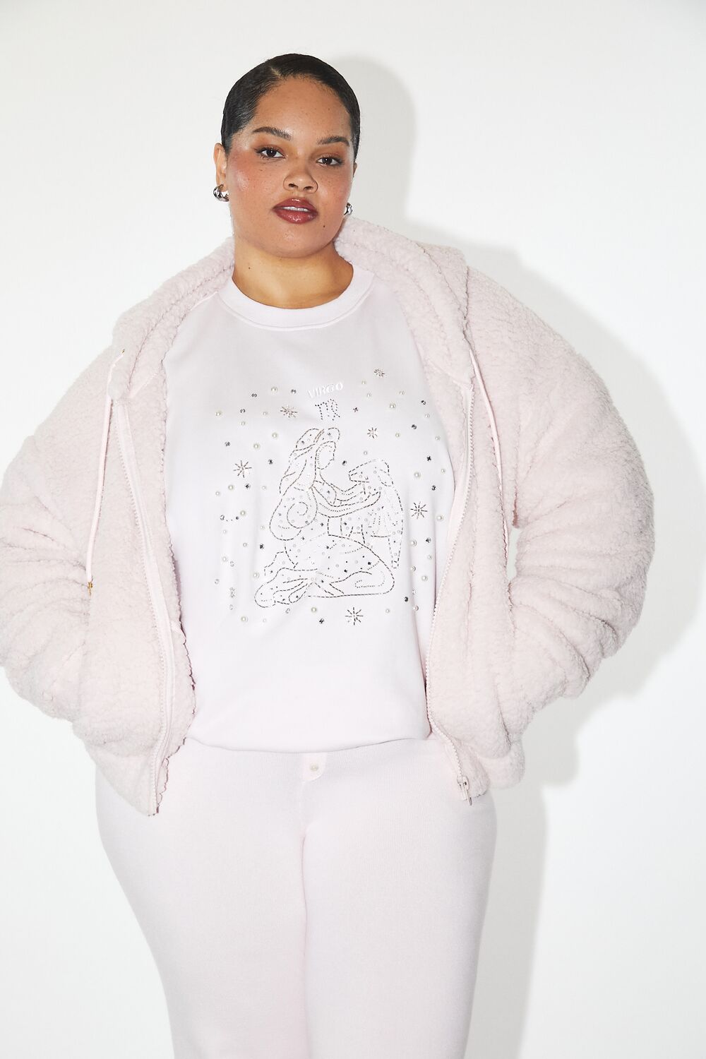 Plus Size Beaded Virgo Pullover - Forever 21