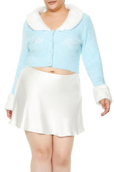 Plus Size Faux Fur Hello Kitty Cardigan Sweater - Forever 21