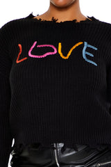 Plus Size Love Embroidered Sweater - Forever 21