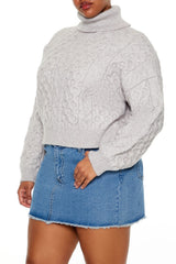 Plus Size Cable Knit Turtleneck Sweater - Forever 21