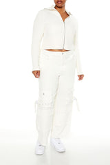 Plus Size Cropped Zip-Up Sweater - Forever 21