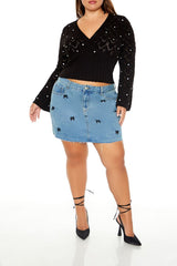 Plus Size Pointelle Surplice Sweater - Forever 21