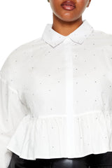 Plus Size Rhinestone Peplum Shirt - Forever 21