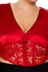 Plus Size Satin Corset Crop Top - Forever 21