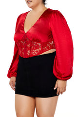 Plus Size Satin Corset Crop Top - Forever 21