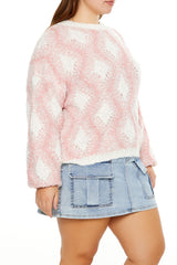 Plus Size Marled Diamond Knit Sweater - Forever 21