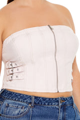 Plus Size Denim Zip-Up Tube Top - Forever 21
