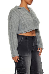 Plus Size Cable Knit Cropped Sweater - Forever 21