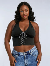 Plus Size Lace-Up Halter Top - Forever 21