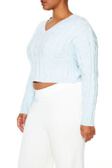 Plus Size Cropped Cable Knit Sweater - Forever 21