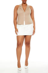Plus Size Zip-Up Halter Crop Top - Forever 21