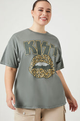 Plus Size Oversized Metallic Kiss Tee - Forever 21