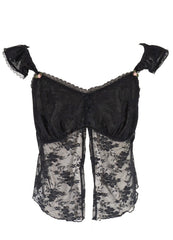 Plus Size Sheer Cap-Sleeve Lace-Trim Top - Forever 21
