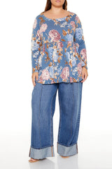 Plus Size Floral Print Flounce Top - Forever 21