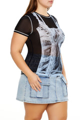 Plus Size Bustier Graphic Baby Tee - Forever 21