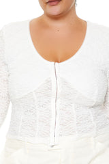 Plus Size Lace Zip-Up Top - Forever 21