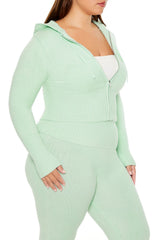 Plus Size Zip-Up Hooded Sweater - Forever 21