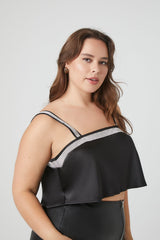 Plus Size Satin Rhinestone-Trim Crop Top - Forever 21