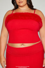 Plus Size Mean Girls Faux Fur Sweater-Knit Cami - Forever 21