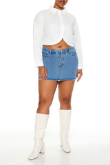 Plus Size Notched Cropped Shirt - Forever 21